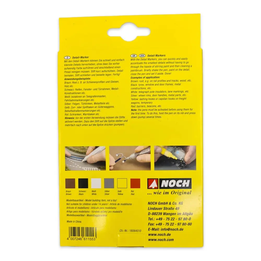 Pack de 6 marqueurs de précision Noch 61155 - Toutes échelles - Modélisme - 3
