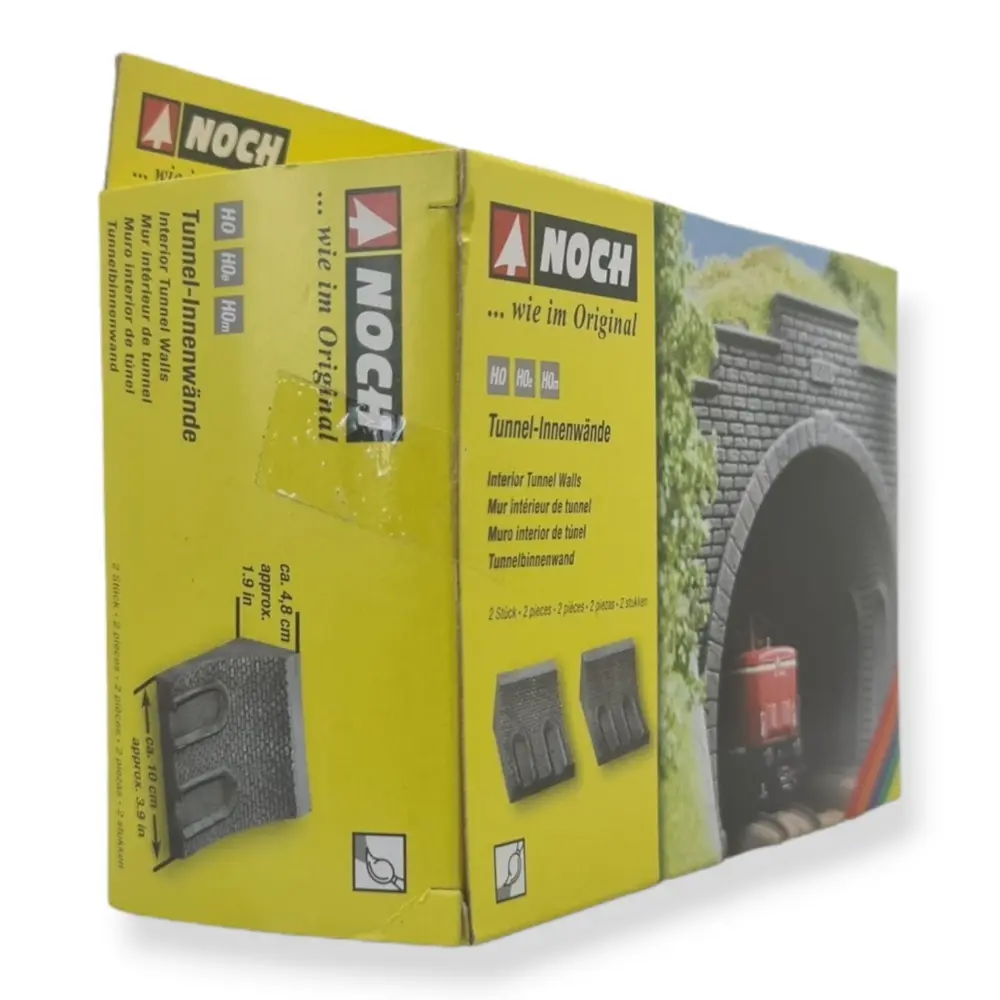 2 Murs intérieurs de tunnel - Courbe - Gris - NOCH 58031 - Échelle HO / HOe / HOm - 100 x 48 x 110 mm - 3