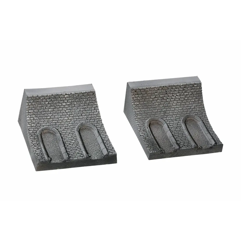 2 Murs intérieurs de tunnel - Courbe - Gris - NOCH 58031 - Échelle HO / HOe / HOm - 100 x 48 x 110 mm - 2