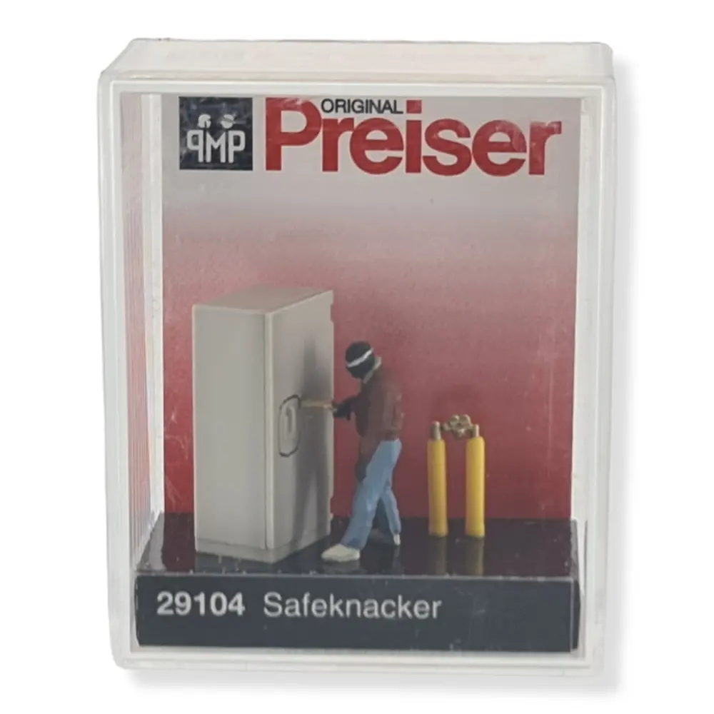 Un cambrioleur cagoulé en train d'ouvrir un coffre - Preiser 29104 - HO 1/87 - 2