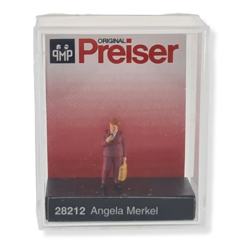 Figurine de Angela Merkel avec un sac à main PREISER 28212 - HO 1/87 - 2