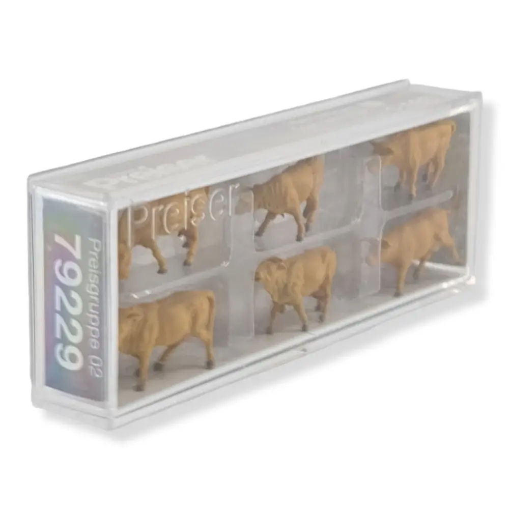Lot de 6 vaches Brunes PREISER 79229 N 1/160 - 2