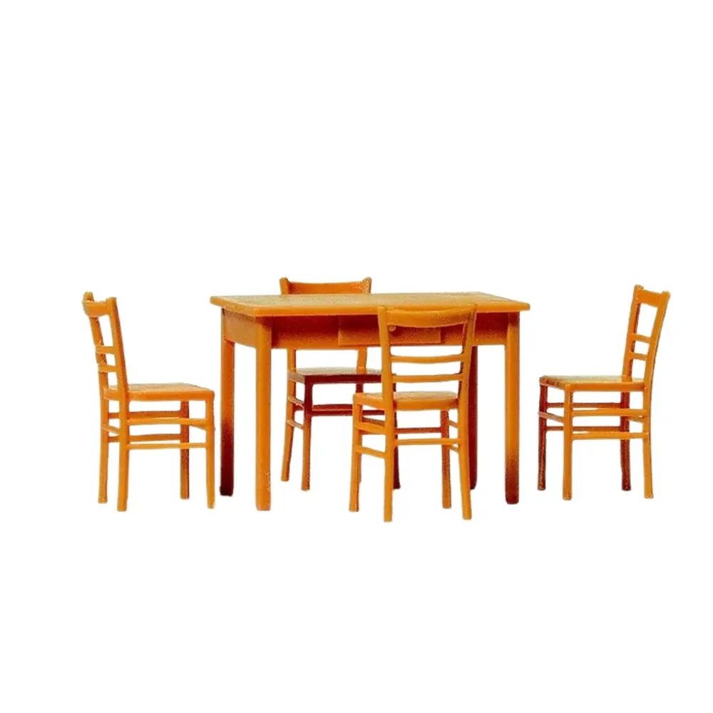 Table et 4 chaises, brun - 2