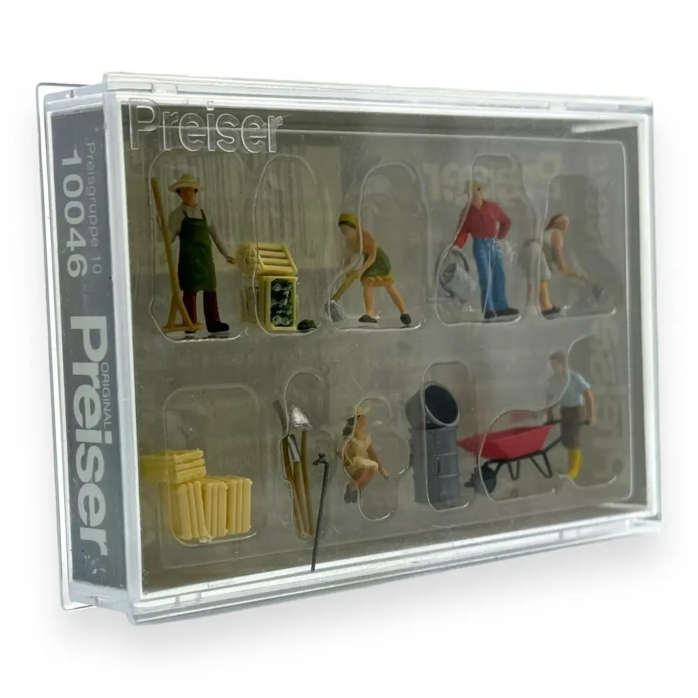 Pack de 6 Jardiniers et Accessoires - Figurine - PREISER 10046 - Échelle HO 1/87 - 2