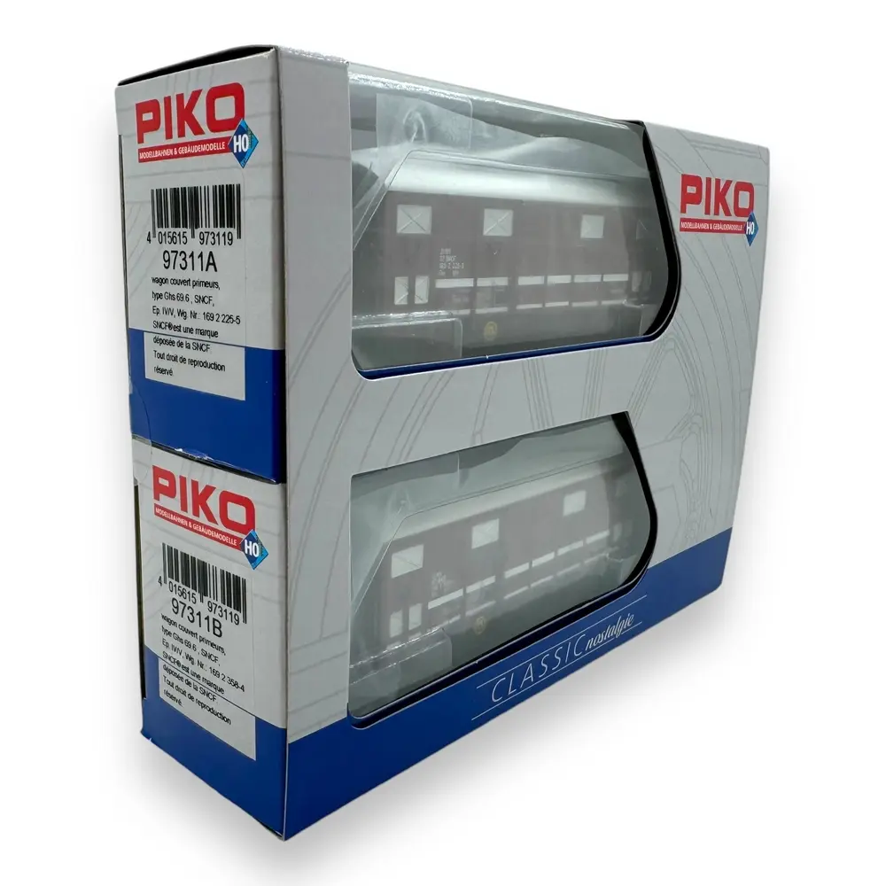 Set de 2 wagons couverts primeurs Ghs 69.9 - Piko 97311 - HO 1/87 - SNCF - Ep IV-V - 2R - 4