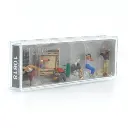 5 personnages se reposant en plein air sur des couvertures - PREISER 10618 - HO 1/87 - 2