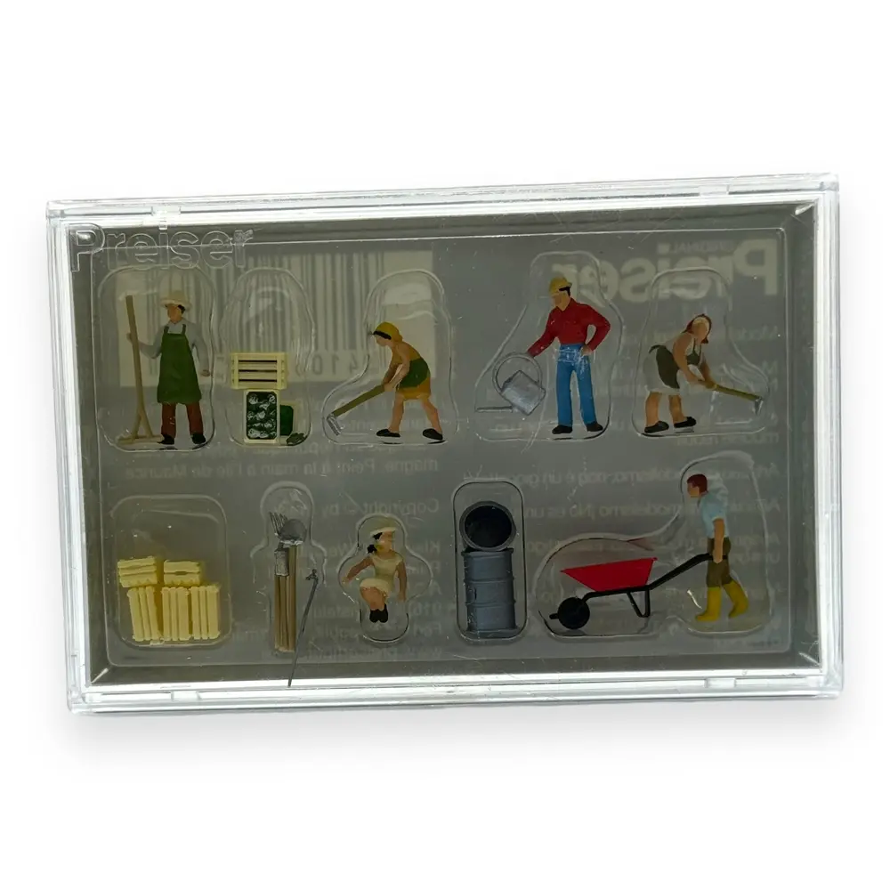 Pack de 6 Jardiniers et Accessoires - Figurine - PREISER 10046 - Échelle HO 1/87 - 3