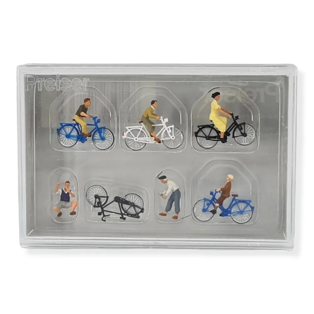 Lot de 6 personnage à Vélo PREISER 10716 HO 1/87 - 2