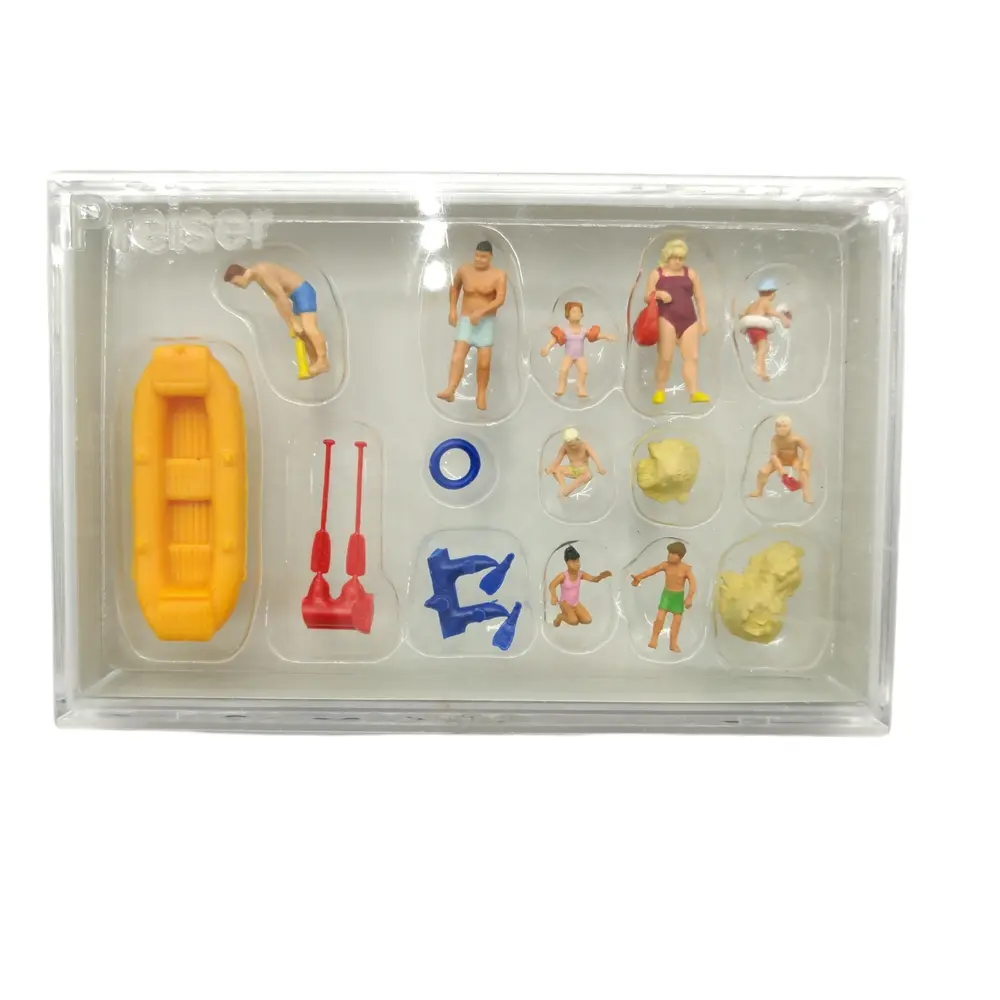 Lot de 9 Personnages A La Plage avec Accessoires - Preiser 10692 - HO : 1/87 - 2