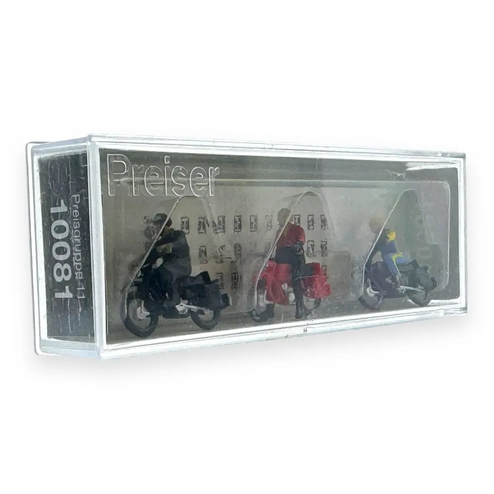 Pack de 3 Motocyclistes sur Hercules - Figurine - PREISER 10081 - Échelle HO : 1/87ème - 2