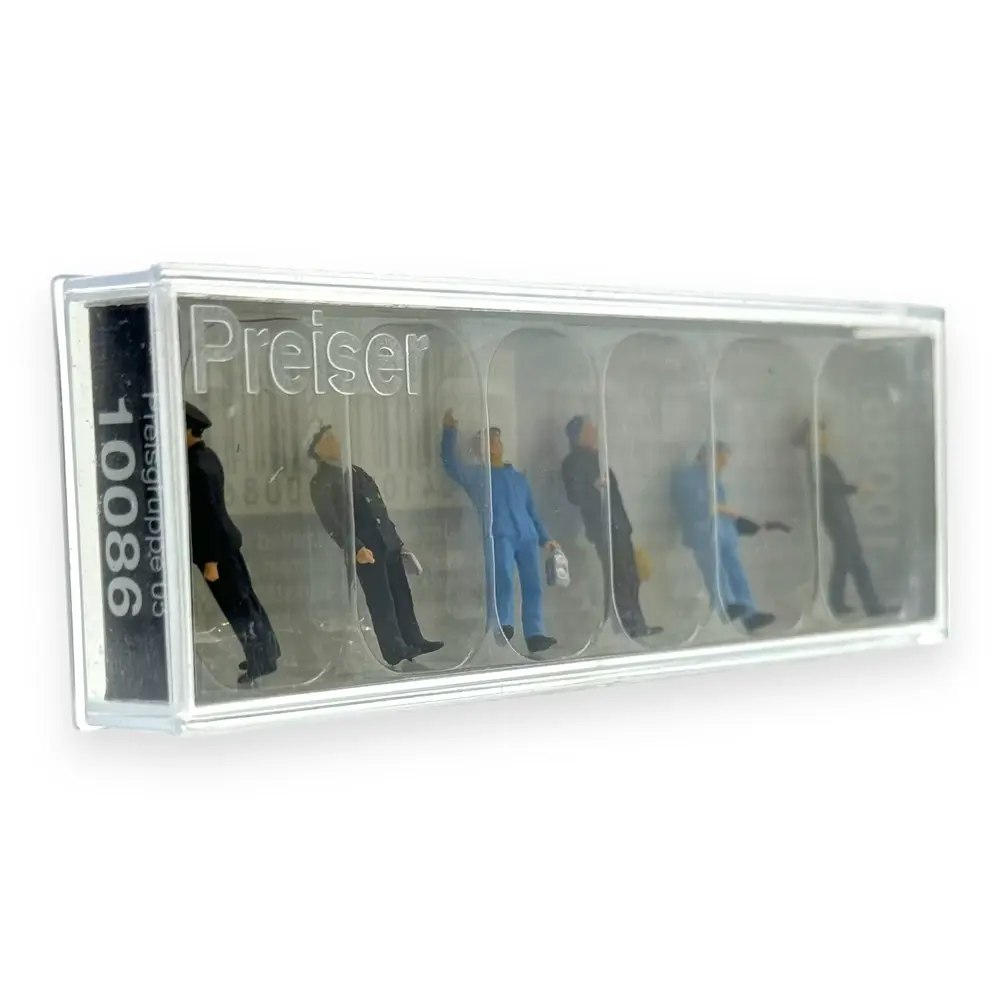 Pack de 6 Cheminots français - Figurine - PREISER 10086 - Échelle HO : 1/87ème - 2