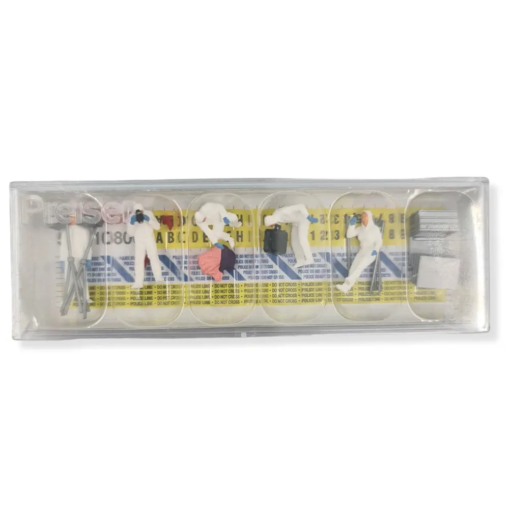 Équipe de police scientifique et scène de crime PREISER 10800 - HO 1/87 - 2