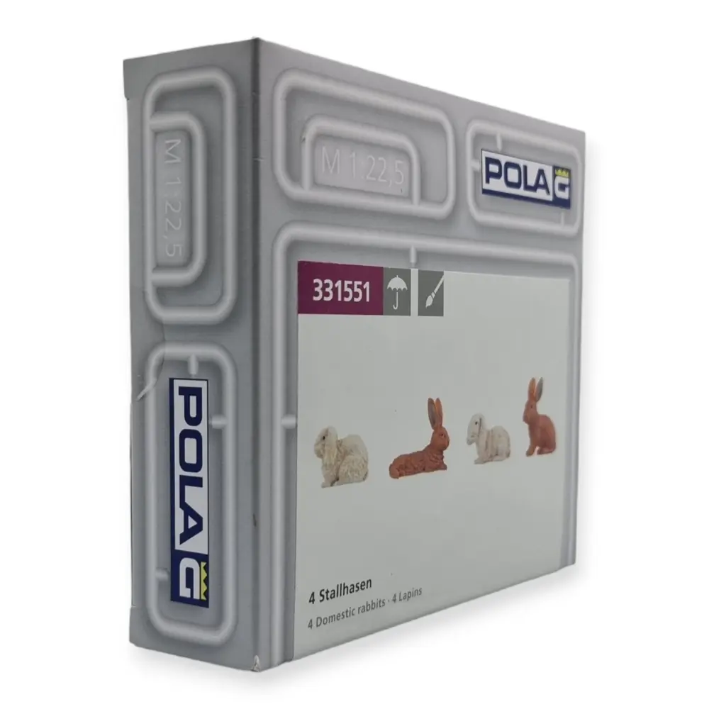 Pack de 4 Lapins - Figurine - POLA G 331551 - Blanc / marron - Échelle universelle - 2