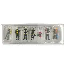 Set 6 pompiers avec respirateur - échelle - borne PREISER 10765 - HO 1/87 - 2