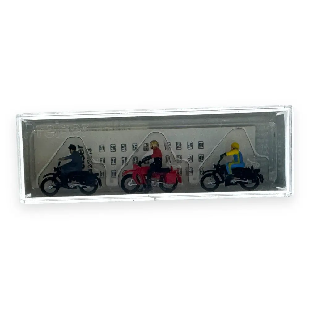 Pack de 3 Motocyclistes sur Hercules - Figurine - PREISER 10081 - Échelle HO : 1/87ème - 3