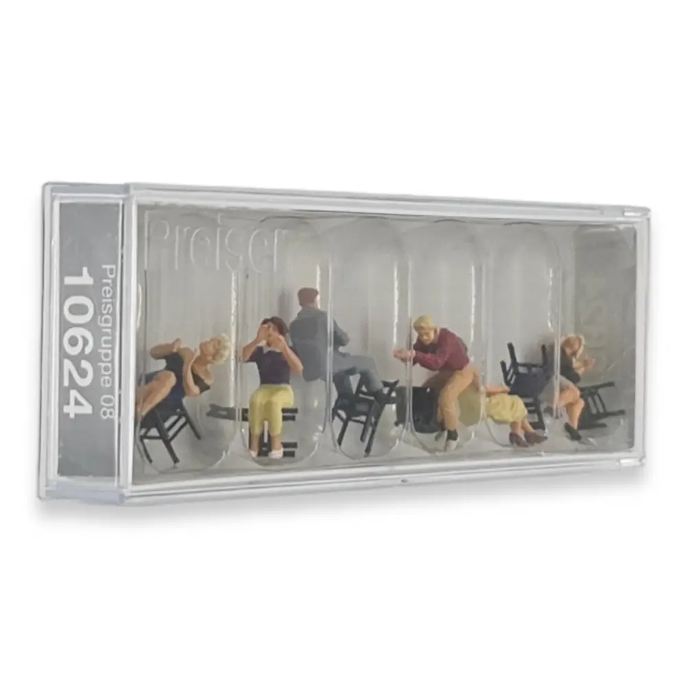 Lot de 6 personnages miniatures assis en train d'applaudir - Preiser HO 1/87 - 10624 - 2