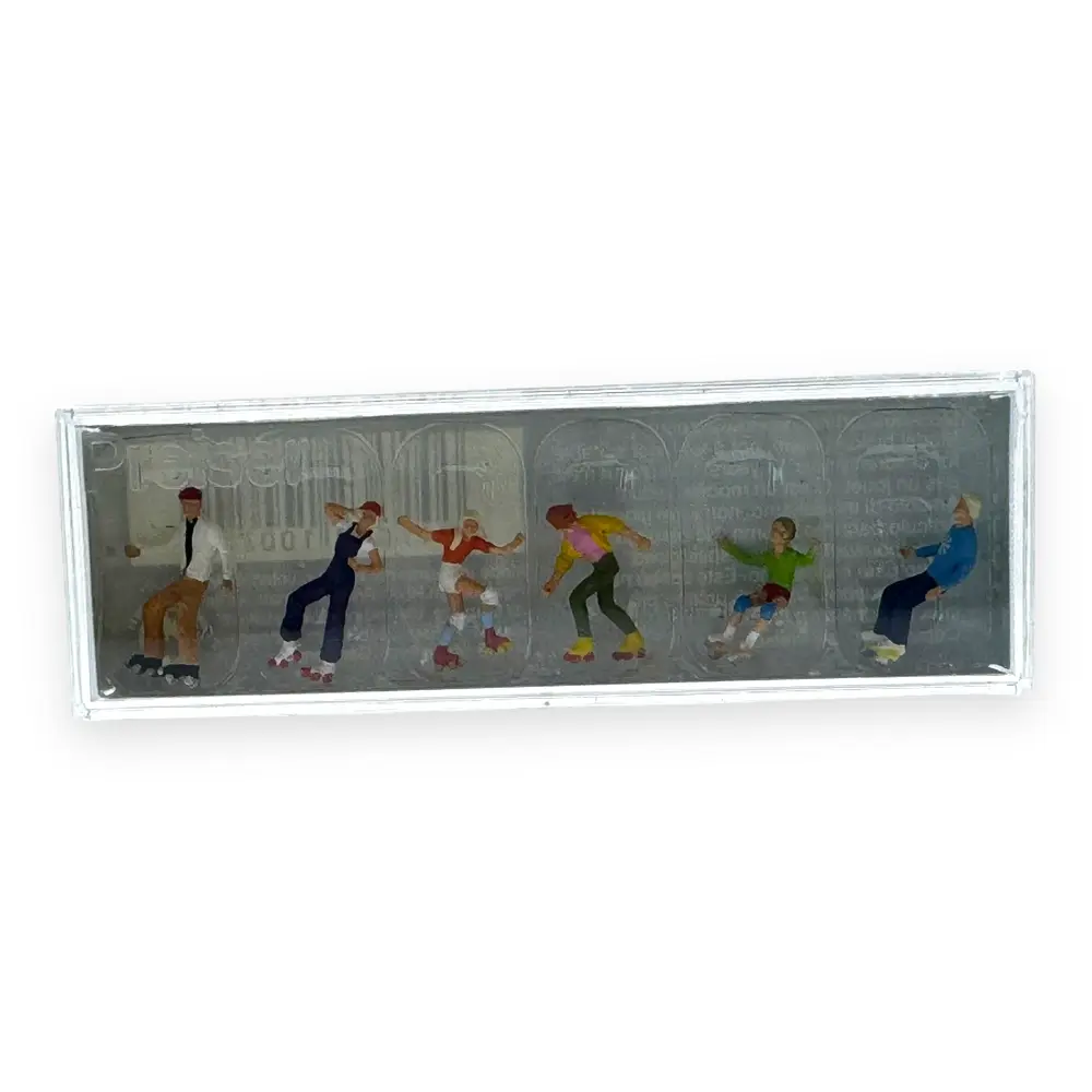 Pack de 6 Personnages avec patins à roulettes et skate boards - Figurine - PREISER 10074 - Échelle HO : 1/87ème - 3
