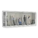 Lot de 5 travailleurs et un chariot de livraison PREISER 10014 - HO 1/87 - 2