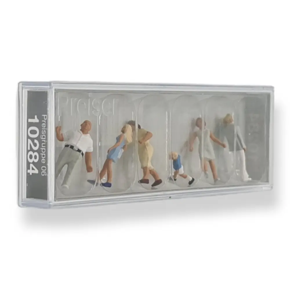 6 Figurines famille en promenade PREISER 10284 - HO 1:87 - 2