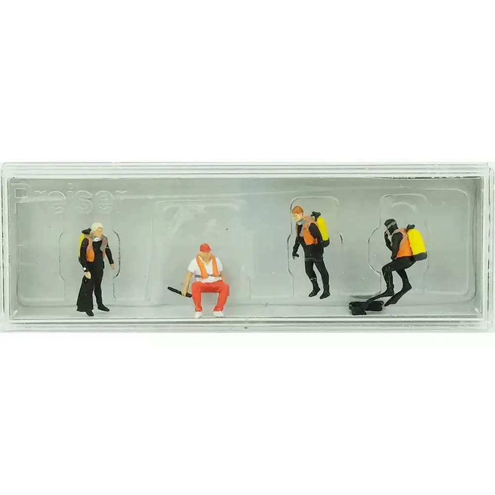 Lot de 4 personnages plongeurs Preiser 10693 - HO : 1/87 - 2