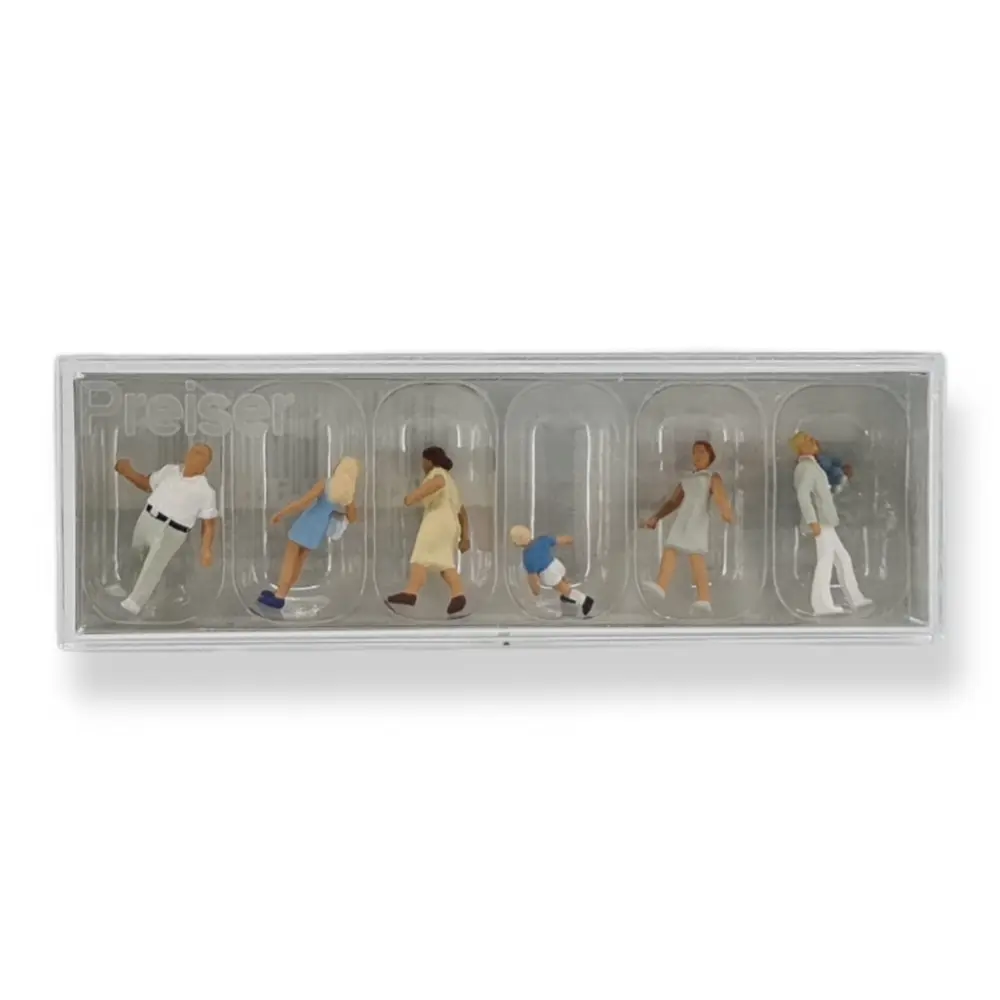 6 Figurines famille en promenade PREISER 10284 - HO 1:87 - 3