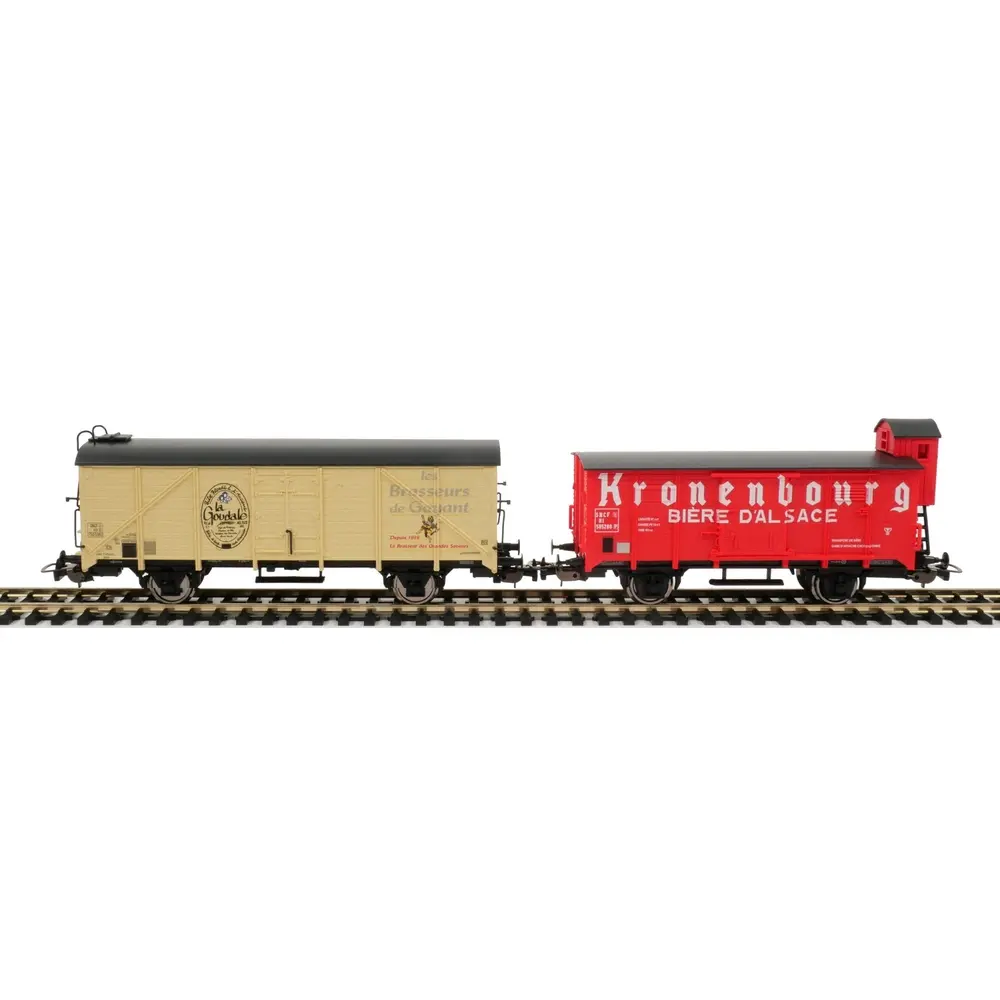 2 wagons couverts, transport de bière, "Kronenbourg / La Goudale" - Piko 97307 - HO 1/87 - SNCF - Ep III - 2R - 2