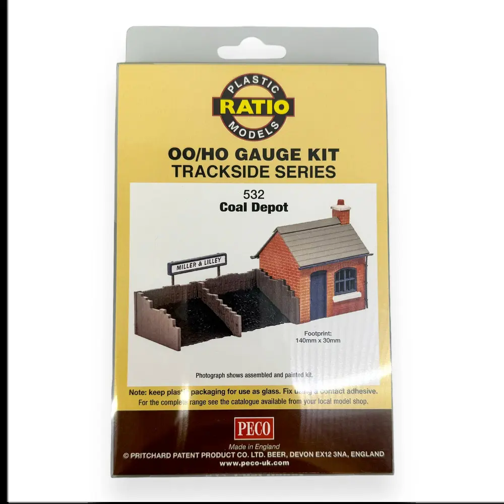 Dépôt de Charbon - RATIO 532 - Échelle OO 1/76 / HO 1/87 - 140 x 30 mm - Marron / noir - 2