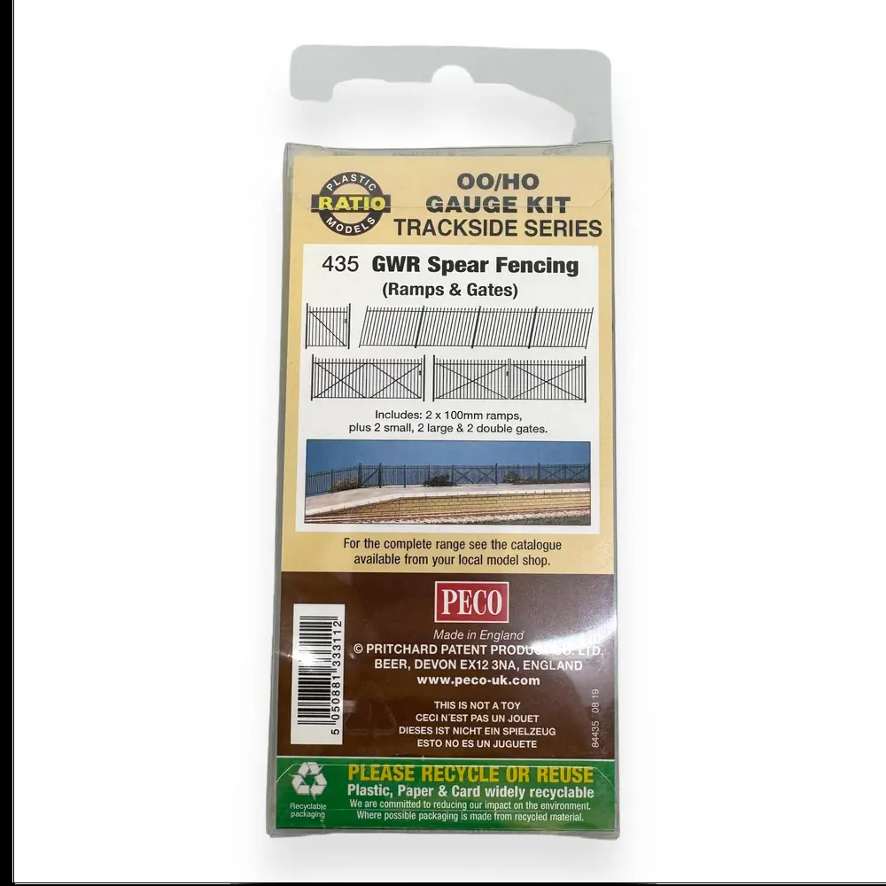 Clôture - RATIO 435 - Échelle OO 1/76 / HO 1/87 - 100 mm - Noir - 3