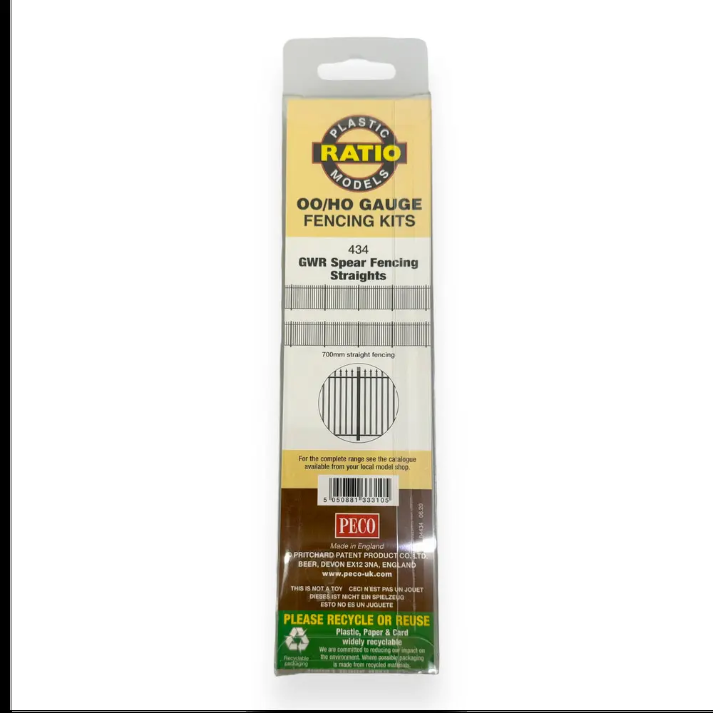Clôture - RATIO 434 - Échelle OO 1/76 / HO 1/87 - 700 mm - Noir - 3