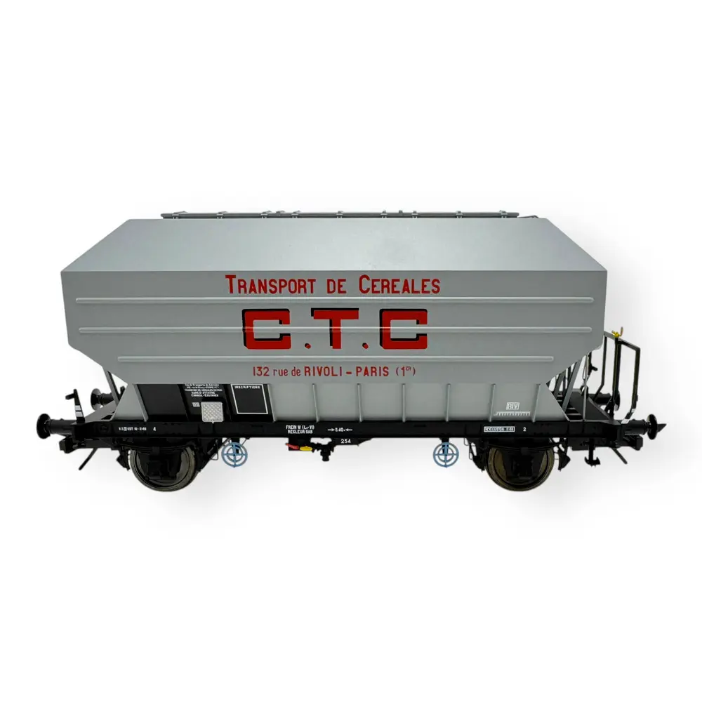 Wagon céréalier B. Richard CTC gris moyen - Rail 43 433021/4 - O 1/43 - SNCF - Ep IV - 2R - 3