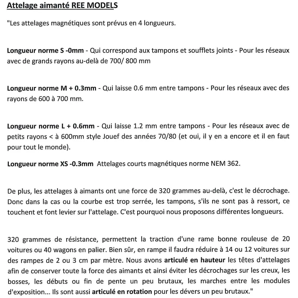2 paires d'attelages courts magnétiques norme NEM 362, 3 longueurs au choix - 2