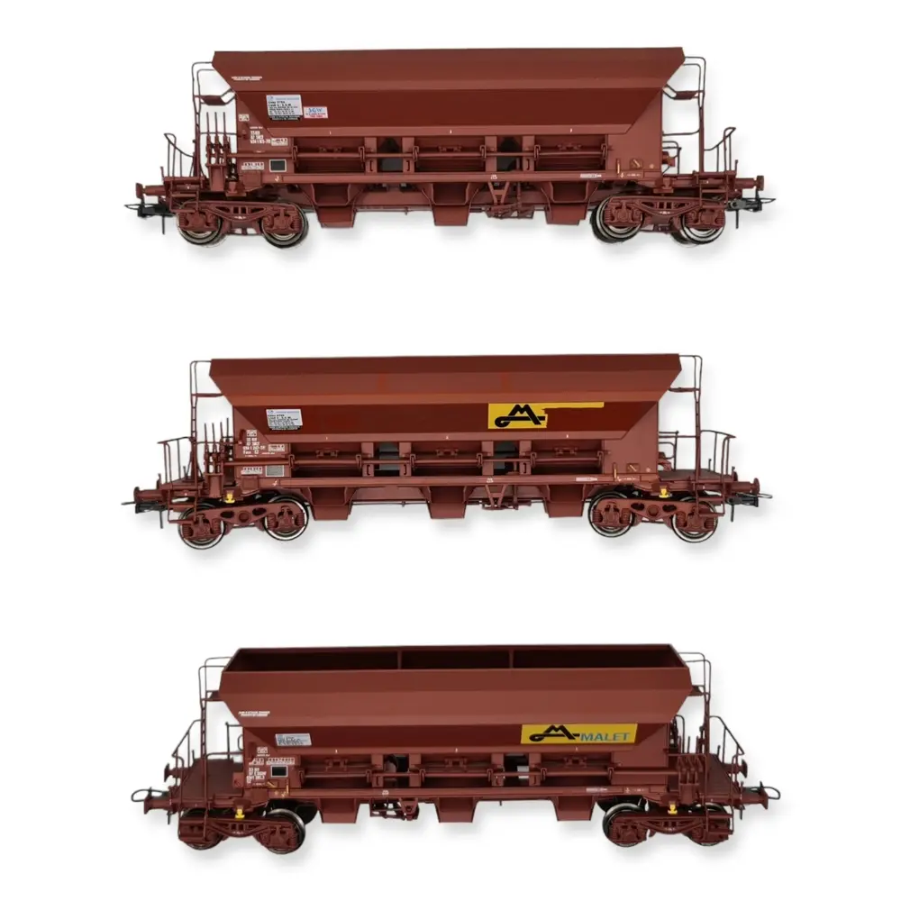 Set 3 wagons trémie F70 FACS - Ree Modèles WB803 - STVA / SWG / MALLET - HO 1/87 - SNCF - 2