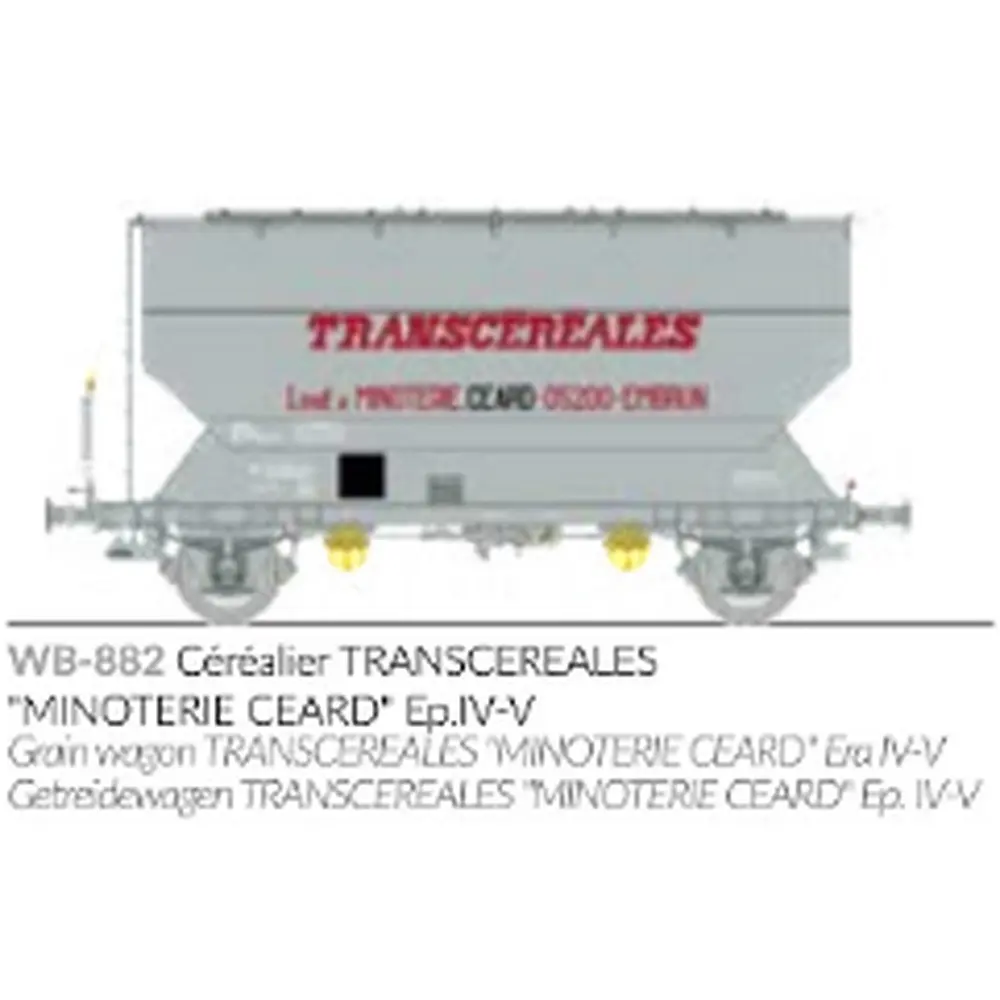 Wagon céréalier FAUVET-GIREL TRANSCEREALES « MINOTERIE CEARD » - Ree Modèles WB882 - HO 1/87 - SNCF - Ep IV/V - 2R - 2