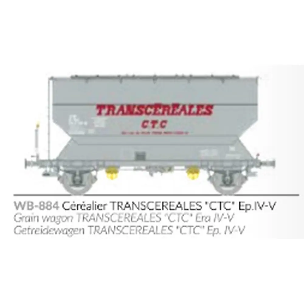 Wagon céréalier FAUVET-GIREL TRANSCEREALES « CTC » - Ree Modèles WB884 - HO 1/87 - SNCF - Ep IV/V - 2R - 2