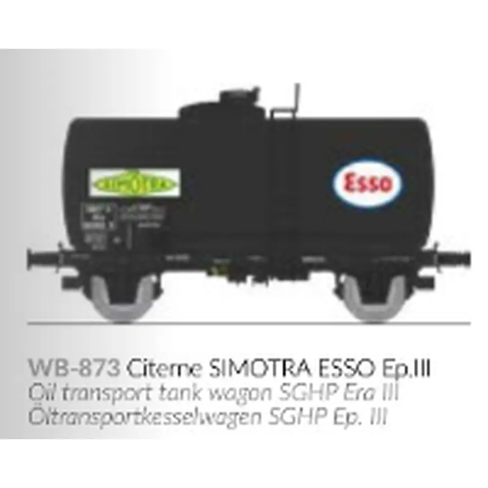 Wagon citerne pétrole SIMOTRA-ESSO - Ree Modèles WB873 - HO 1/87 - SNCF - Ep III - 2R - 2