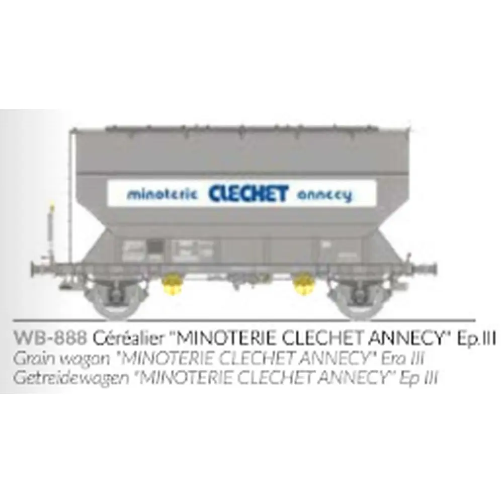 Wagon céréalier FAUVET-GIREL « MINOTERIE CLECHET ANNECY » - Ree Modèles WB888 - HO 1/87 - SNCF - Ep III - 2R - 2