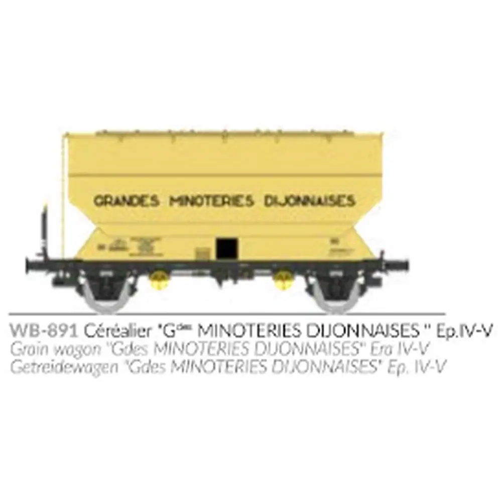 Wagon céréalier FAUVET-GIREL « GRANDES MINOTERIES DIJONNAISES » - Ree Modèles WB891 - HO 1/87 - SNCF - Ep IV/V - 2R - 2