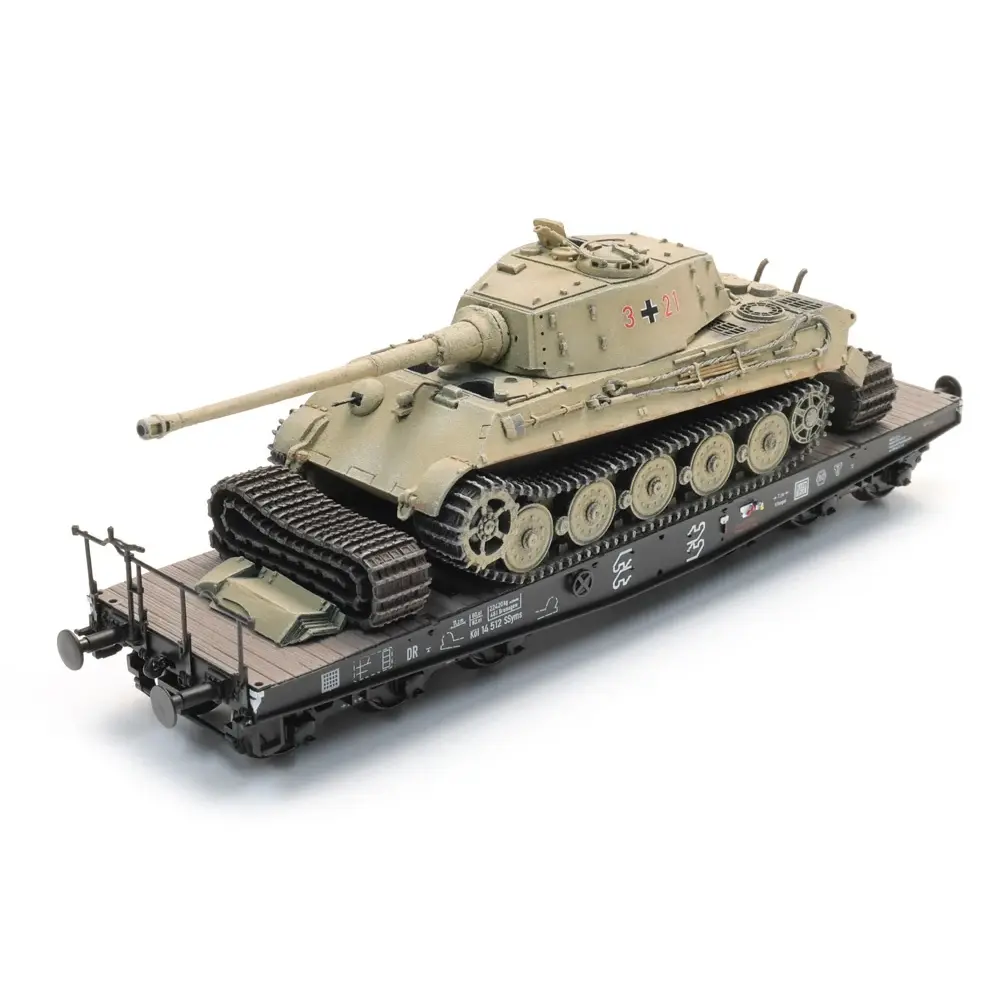 Char Tiger II sur wagon de transport - ARTITEC 6870651 - HO 1/87 - 2