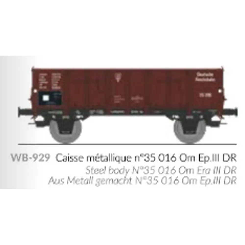 Wagon tombereau Ludwigshafen caisse métallique N°35 016 Om - Ree Modèles WB929 - HO 1/87 - DR - Ep III - 2R - 2