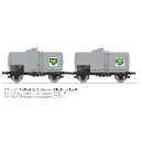 Set de 2 wagons citernes pétrole BP - Ree Modèles WB876 - HO 1/87 - SNCF - Ep III - 2R - 2