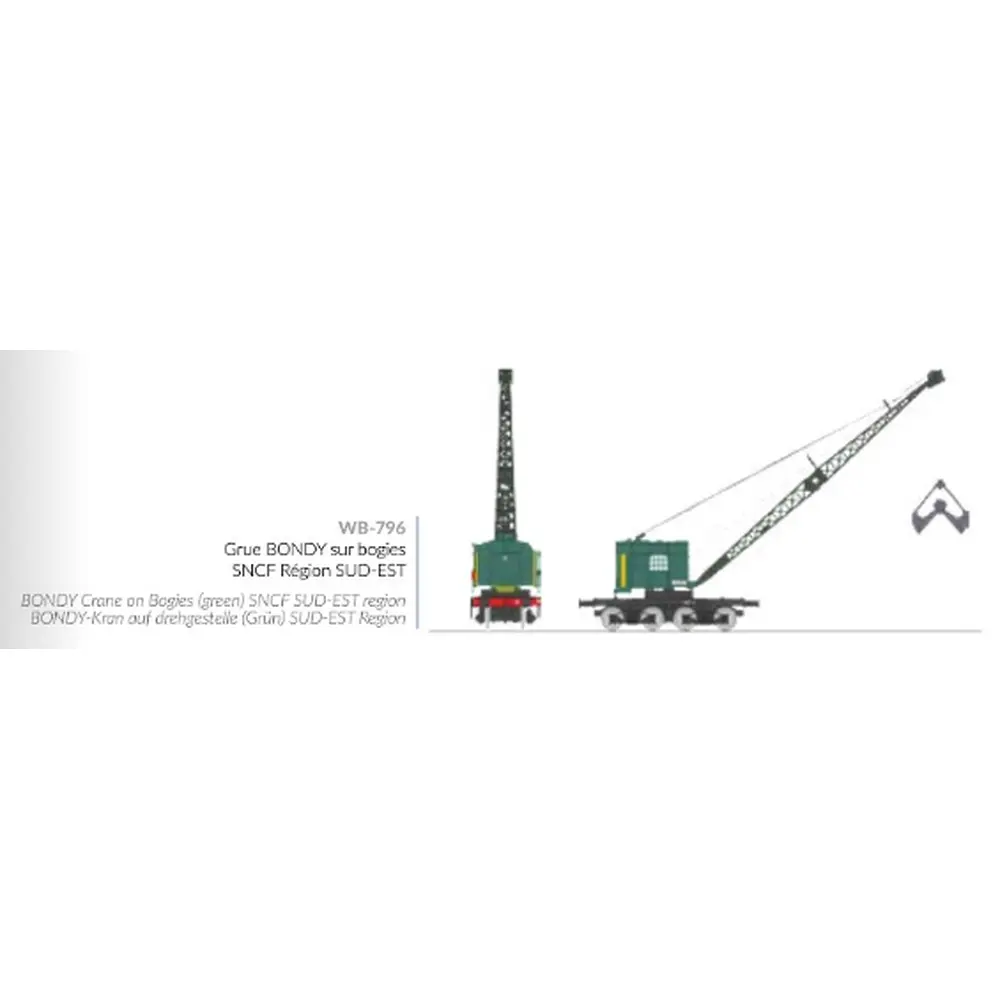 Grue Bondy sur bogie région Sud-Est - Ree Modèles WB796 - HO 1/87 - SNCF - 2R - 2