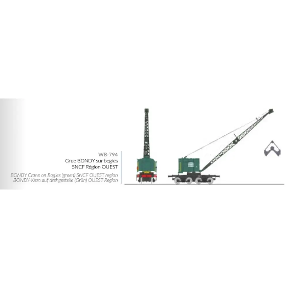 Grue Bondy sur bogie région Ouest - Ree Modèles WB794 - HO 1/87 - SNCF - 2R - 2