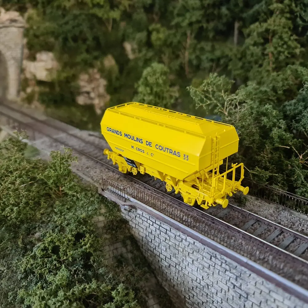 Wagon céréalier Grands Moulins de Coutras jaune - REE MODELES WB733 SNCF HO 1/87 - 5