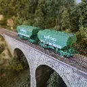 Set 2 Wagons céréaliers UFAC Moulin du Bos vert REE MODELES WB734 SNCF - HO 1/87 - 5