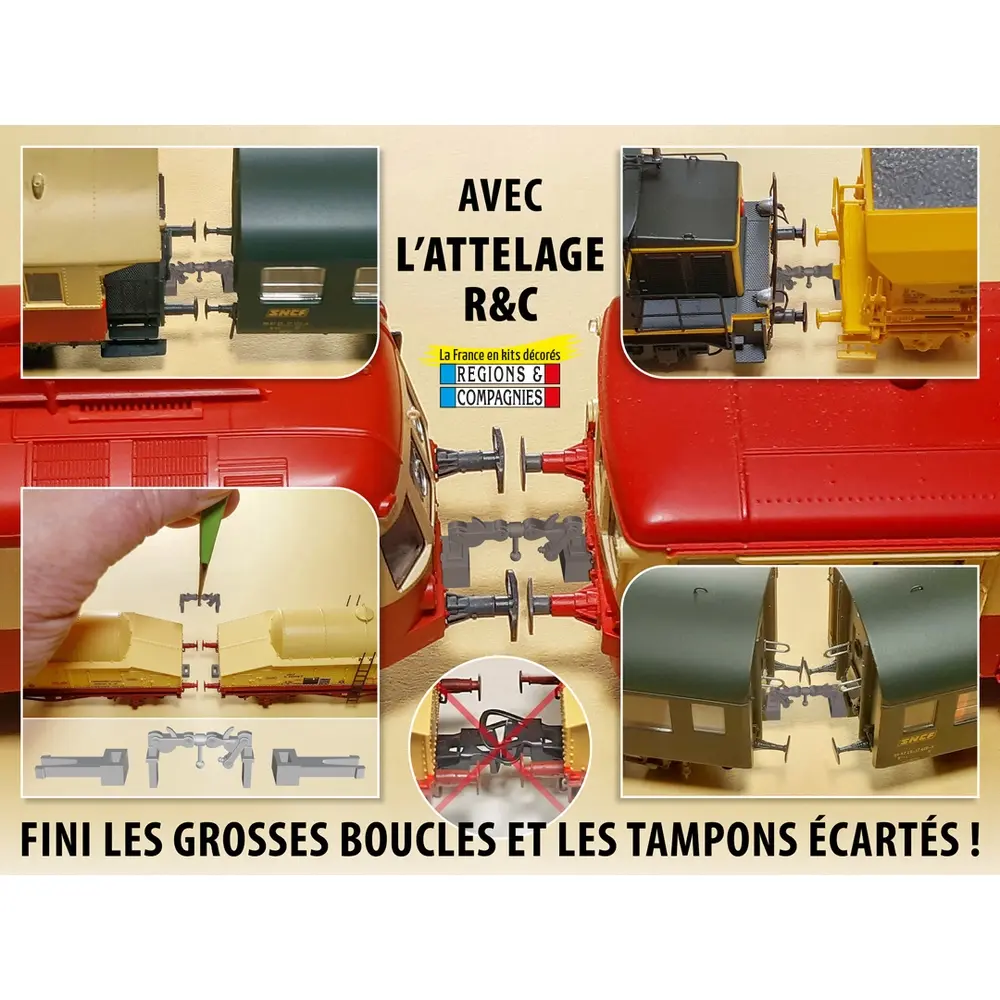 5 attelages à vis à élongation variable - Régions & Compagnies VOIA61 - HO 1/87 - 2