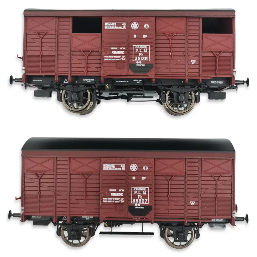 Set 2 Wagons ex-couverts 20T PLM REE Modèles WB735 - HO 1/87 - EP II - 3
