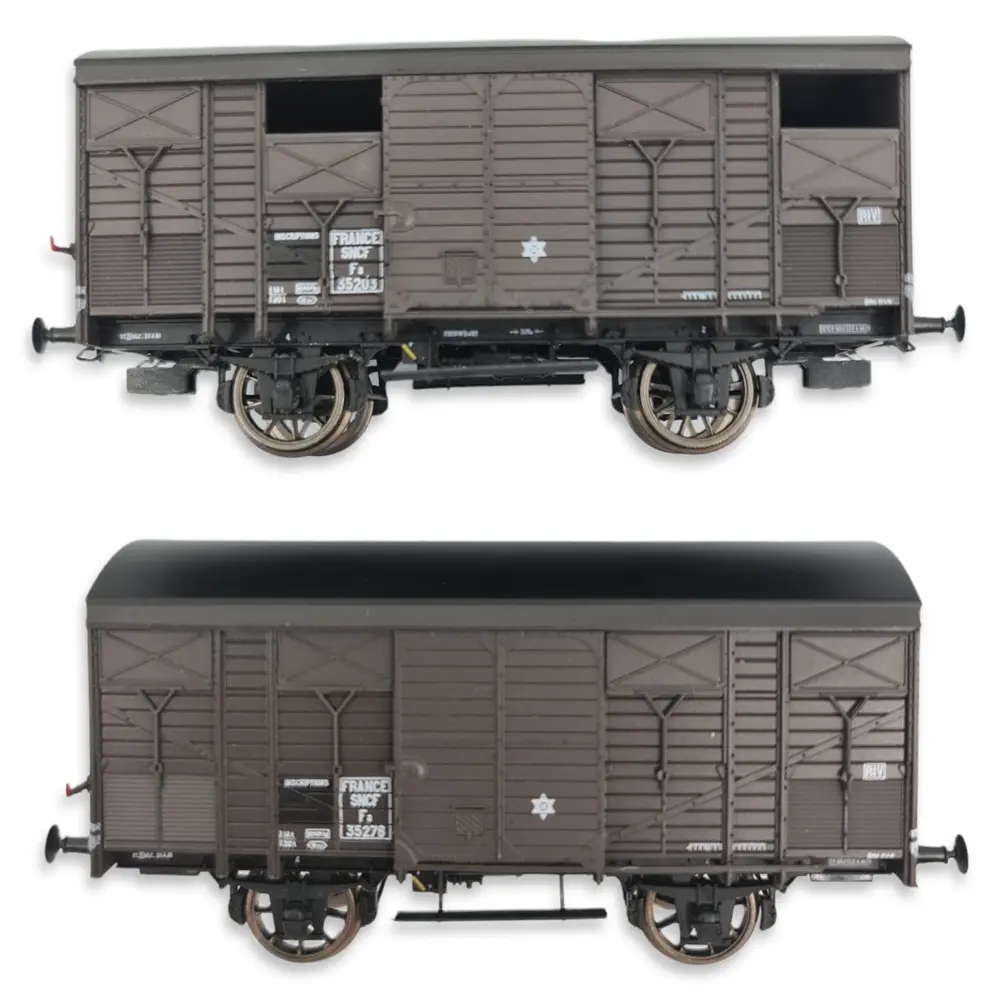 Set 2 Wagons ex-couverts primeurs 20T PLM REE Modèles WB737 - HO 1/87 - SNCF - EP III - 3