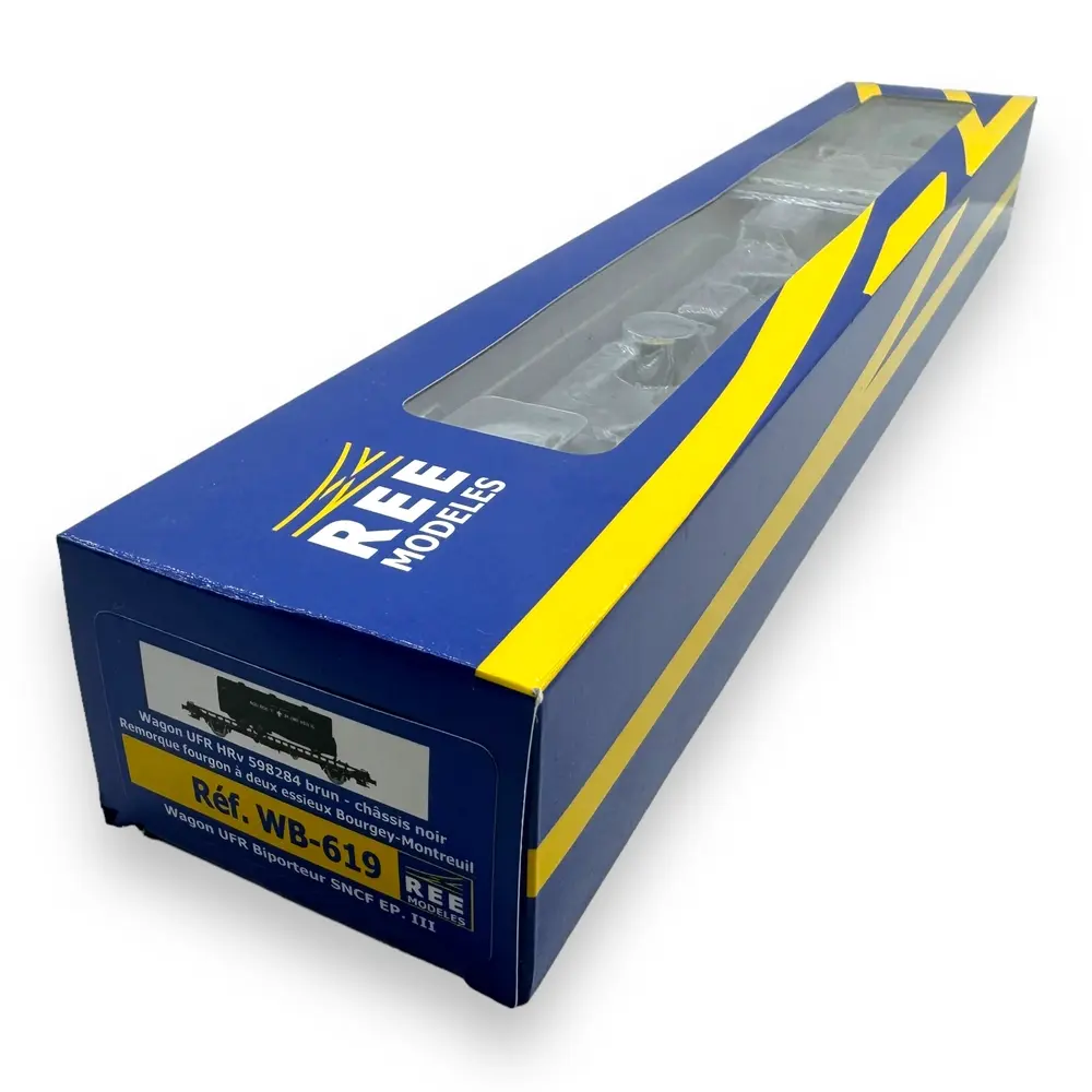 Wagon UFR bi-porteur & remorque BOURGEY-MONTREUIL - Ree Modèles WB-619 - HO 1/87 - SNCF - Ep III - 2R - 4