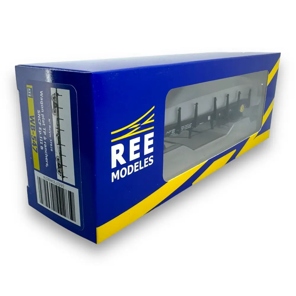 Wagon plat TP noir à Ranchers courts REE Modeles WB547 SNCF - HO 1/87 - EP IIIA - 4