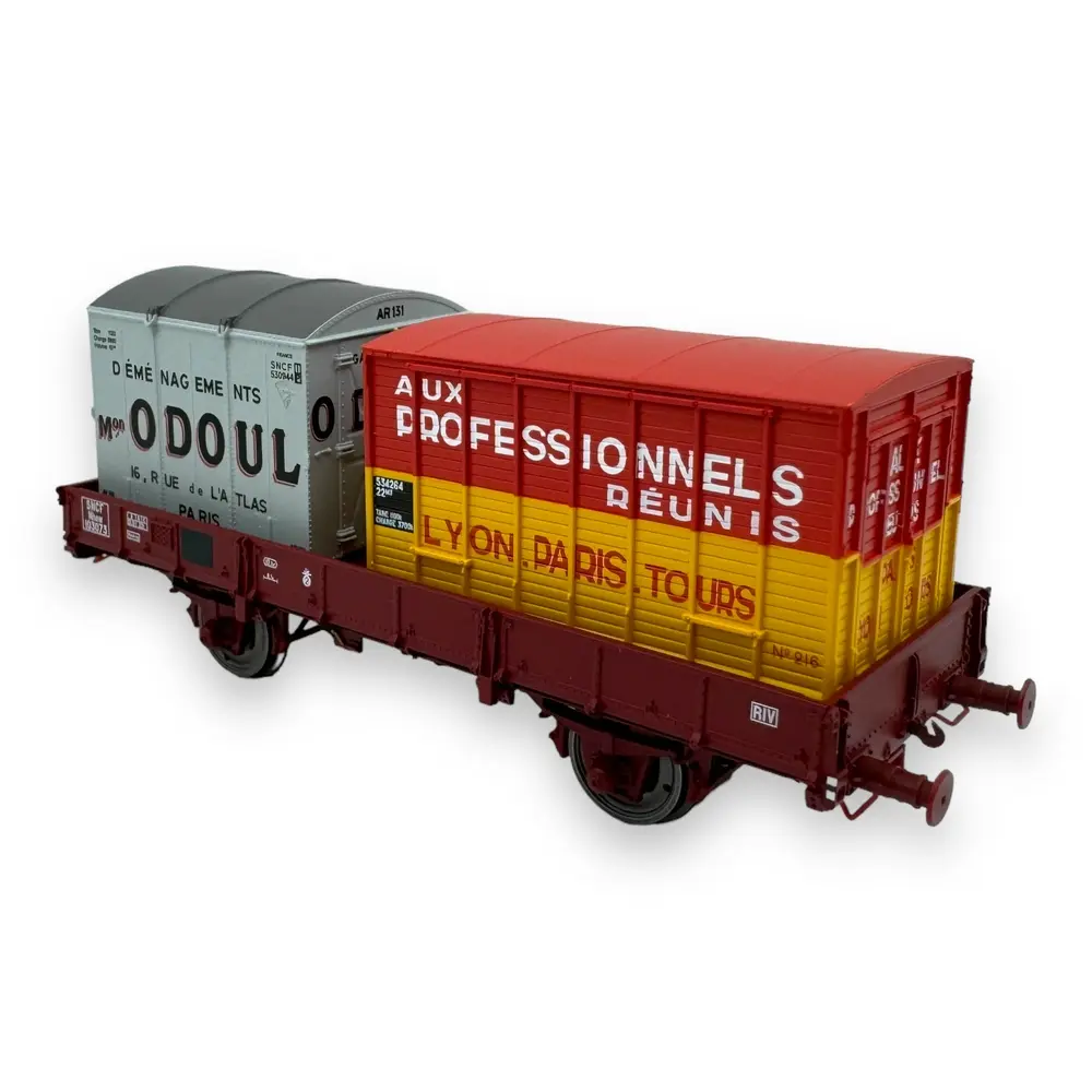 Wagon plat OCEM 29 + 2 cadres - Ree Modèles WB-608 - HO 1/87 - SNCF - Ep III - 2R - 2